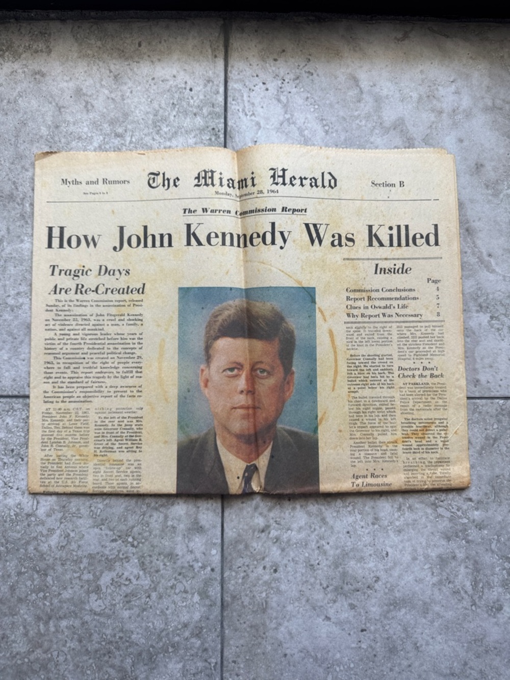 How John Kennedy Was Killed. Warren Commission.Miami Herald 1964 Myths & Rumors